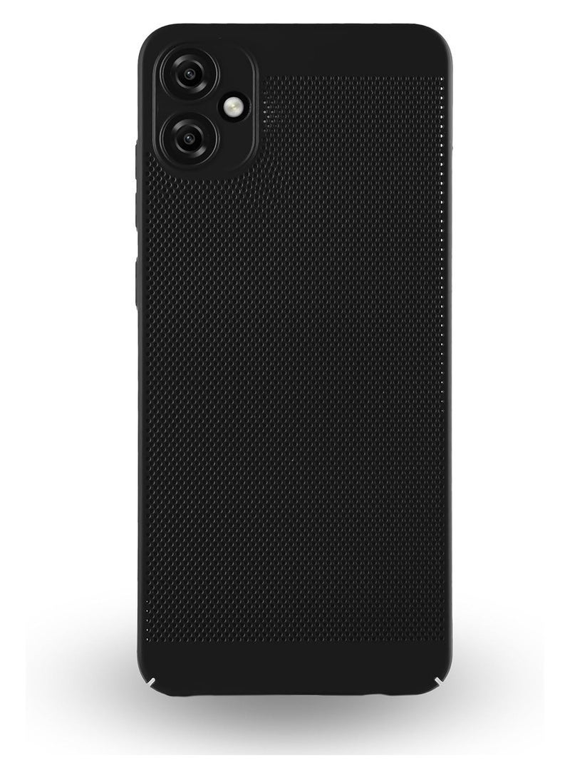 Case For samsung A06 Heat Dissipation Case with Built-in Camera Lens Protector Slim Fit Breathable Cooling Anti-Fingerprint Hard PC Back Shockproof Cover - Titanium Black - Image 1