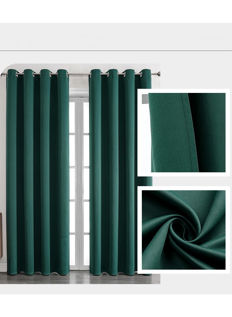 2-Piece Solid Color Blackout Outdoor Curtains Dark Green - Image 2