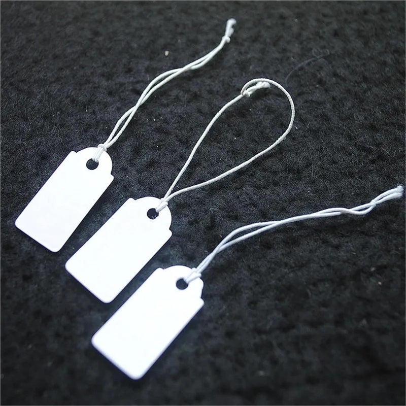 800PCS Paper Price Tags Labels for Fashion Jewelry Beads Accessories Size 26X13MM with Elastic(White) - Image 3