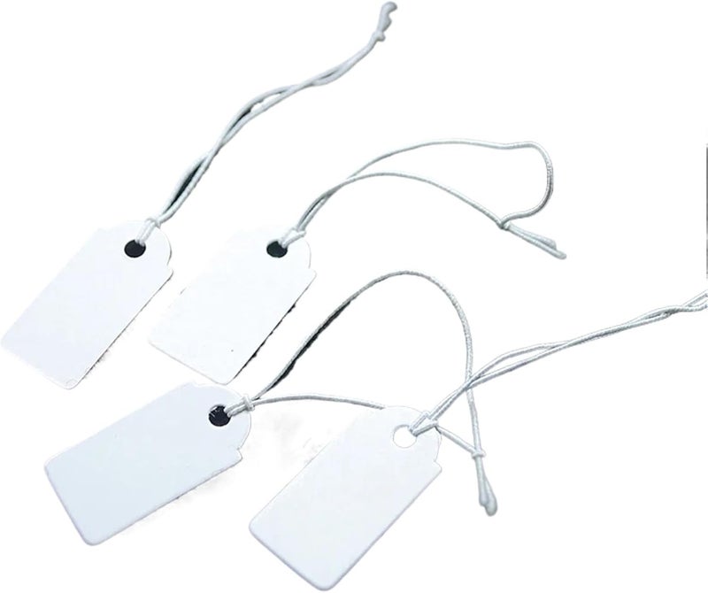 800PCS Paper Price Tags Labels for Fashion Jewelry Beads Accessories Size 26X13MM with Elastic(White) - Image 1