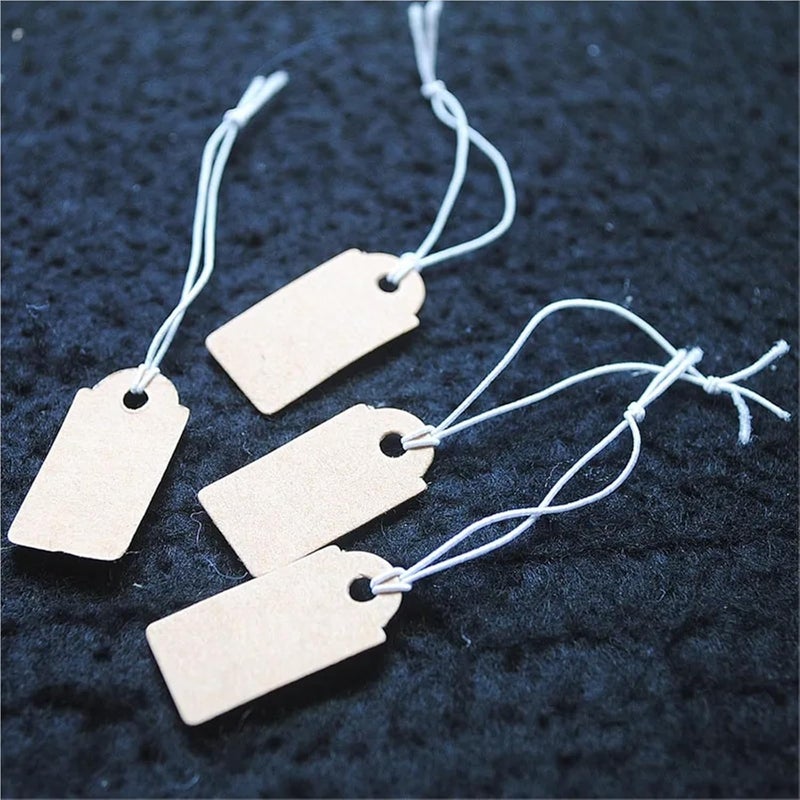 800PCS Paper Price Tags Labels for Fashion Jewelry Beads Accessories Size 26X13MM with Elastic(White) - Image 2