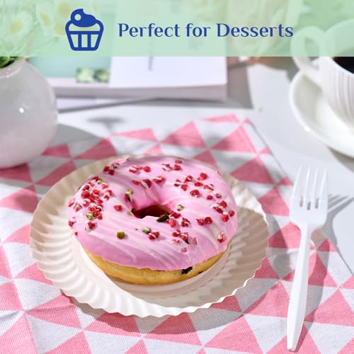MUCHII 600 Count 6 Inch Paper Plates, White Uncoated Disposable Dessert Plates for Snacks, Cake, Candy - Image 4