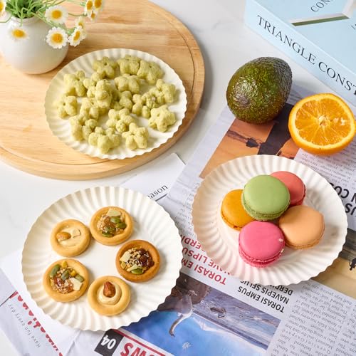 MUCHII 600 Count 6 Inch Paper Plates, White Uncoated Disposable Dessert Plates for Snacks, Cake, Candy - Image 2