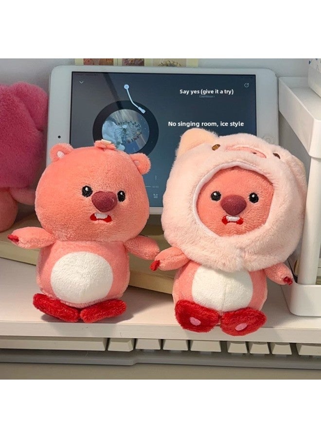 Ruby Loopy Cute Little Beaver Hooded Bag Keychain Pendant Internet Celebrity Snapper Pullover Pendant Gift-Specifications:Bear Pullover Ruby-Color:Key Ring  - Image 3
