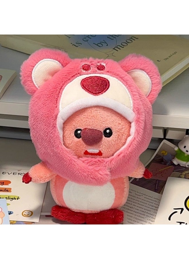 Ruby Loopy Cute Little Beaver Hooded Bag Keychain Pendant Internet Celebrity Snapper Pullover Pendant Gift-Specifications:Bear Pullover Ruby-Color:Key Ring  - Image 1