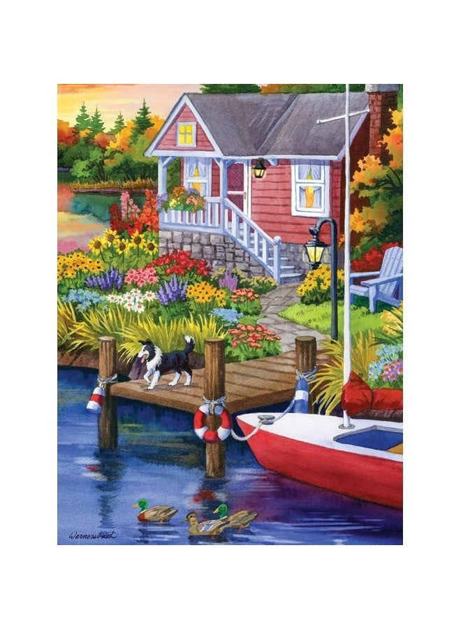 Bits and Pieces  300 Piece Jigsaw Puzzle for Adults  Lakeside Retreat 300 pc Large Piece Jigsaw by Artist Nancy Wernersbach  18 x 24 - Image 1