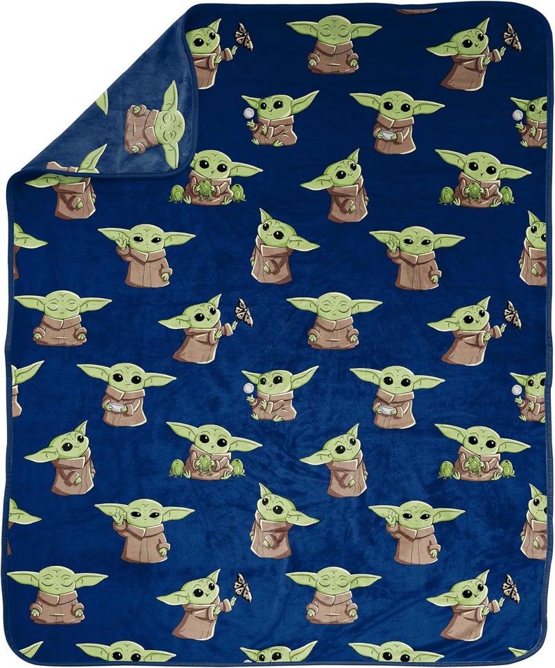 Jay Franco بطانية رمي من حرب النجوم: الماندالوريان - مقاس 50 × 60 بوصة - بطانية فleece فائقة النعومة للأطفال تحتوي على بيبي يودا، غروغو - Image 2