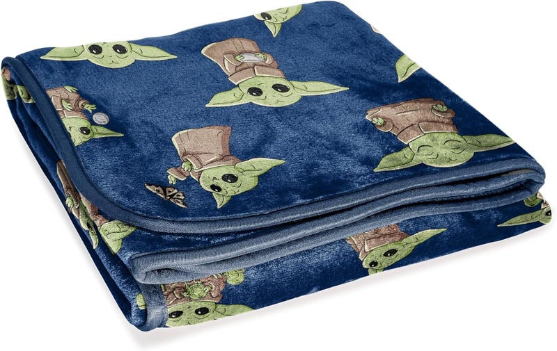 Jay Franco بطانية رمي من حرب النجوم: الماندالوريان - مقاس 50 × 60 بوصة - بطانية فleece فائقة النعومة للأطفال تحتوي على بيبي يودا، غروغو - Image 4