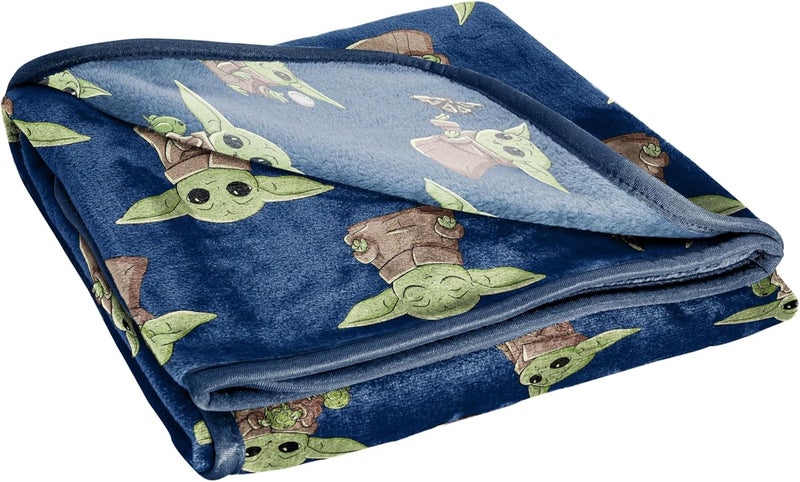 Jay Franco بطانية رمي من حرب النجوم: الماندالوريان - مقاس 50 × 60 بوصة - بطانية فleece فائقة النعومة للأطفال تحتوي على بيبي يودا، غروغو - Image 5
