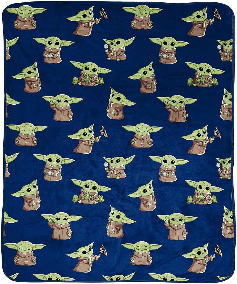 Jay Franco بطانية رمي من حرب النجوم: الماندالوريان - مقاس 50 × 60 بوصة - بطانية فleece فائقة النعومة للأطفال تحتوي على بيبي يودا، غروغو - Image 1