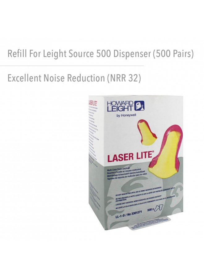 Howard Leight HOWARD LEIGHT Honeywell Home by Laser Lite High Visibility Disposable Foam Earplug Refill for Leight Source 500 Dispenser, 500 Pairs (LL-1-D), Magenta/Yellow  - Image 2