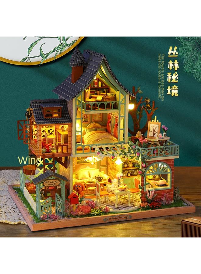 Bluejw Antique Tree-shaped Handmade Assembled Diy Cabin Jungle Secret Realm Large Villa Art House For Girlfriend's Birthday Gift - Image 4