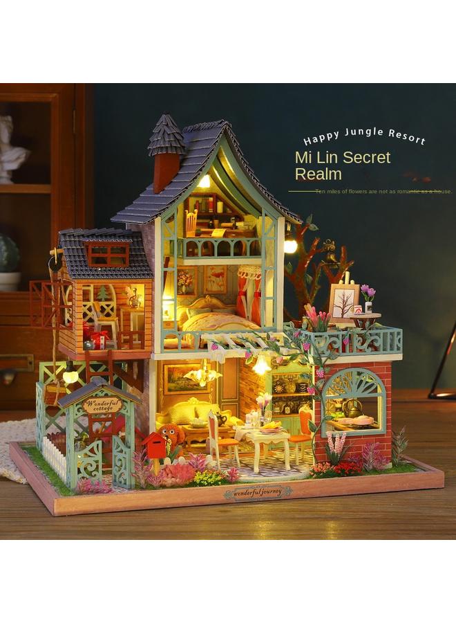 Bluejw Antique Tree-shaped Handmade Assembled Diy Cabin Jungle Secret Realm Large Villa Art House For Girlfriend's Birthday Gift - Image 3