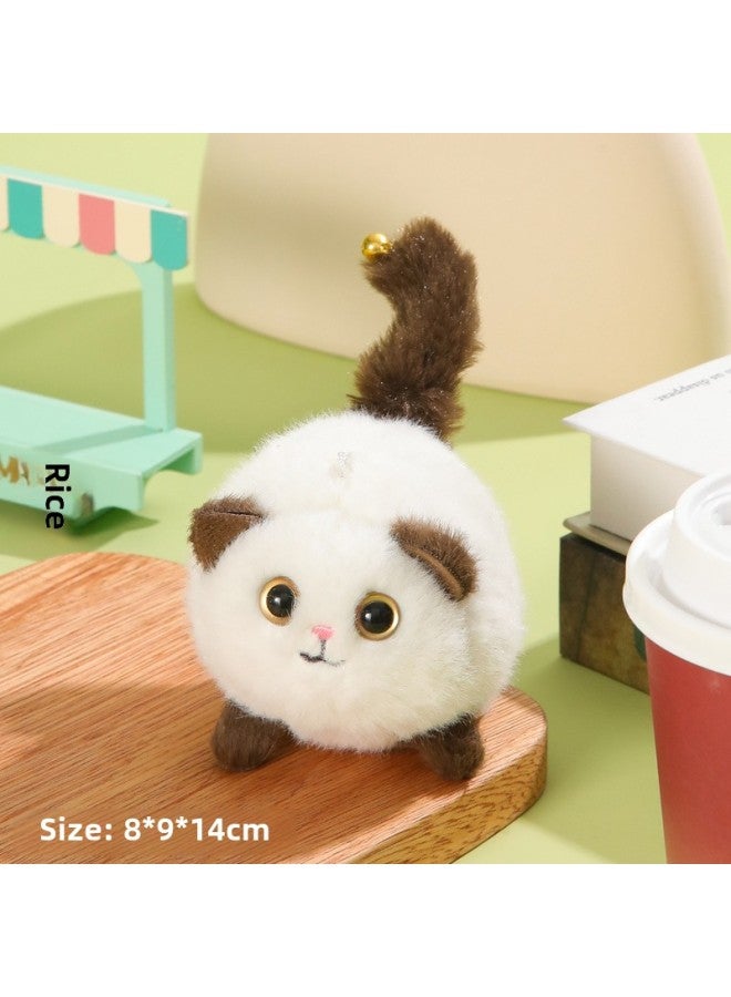 Lejier Pull Rope Tail Wiggling Cat Doll Plush Toy Squeaky Sound Internet Famous Toy School Bag Pendant Children's Plaything-Color:Q213 Pinch Called Tail Wag Kitten 【white】】 - Image 1