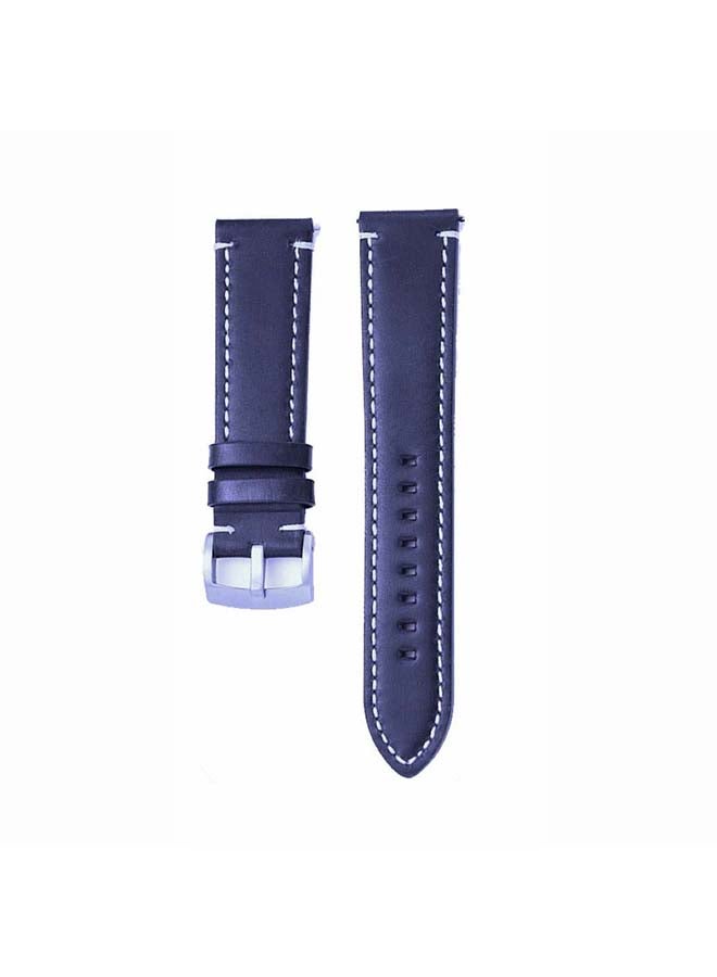 Perfii Genuine Leather Replacement Band for Samsung Galaxy Watch 3 45mm Blue - Image 2
