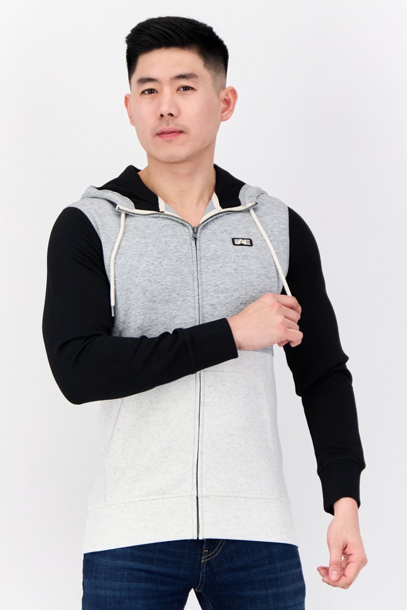 American Eagle Men Heather Long Sleeve Full Zip Hoodie, Multicolor - Image 1