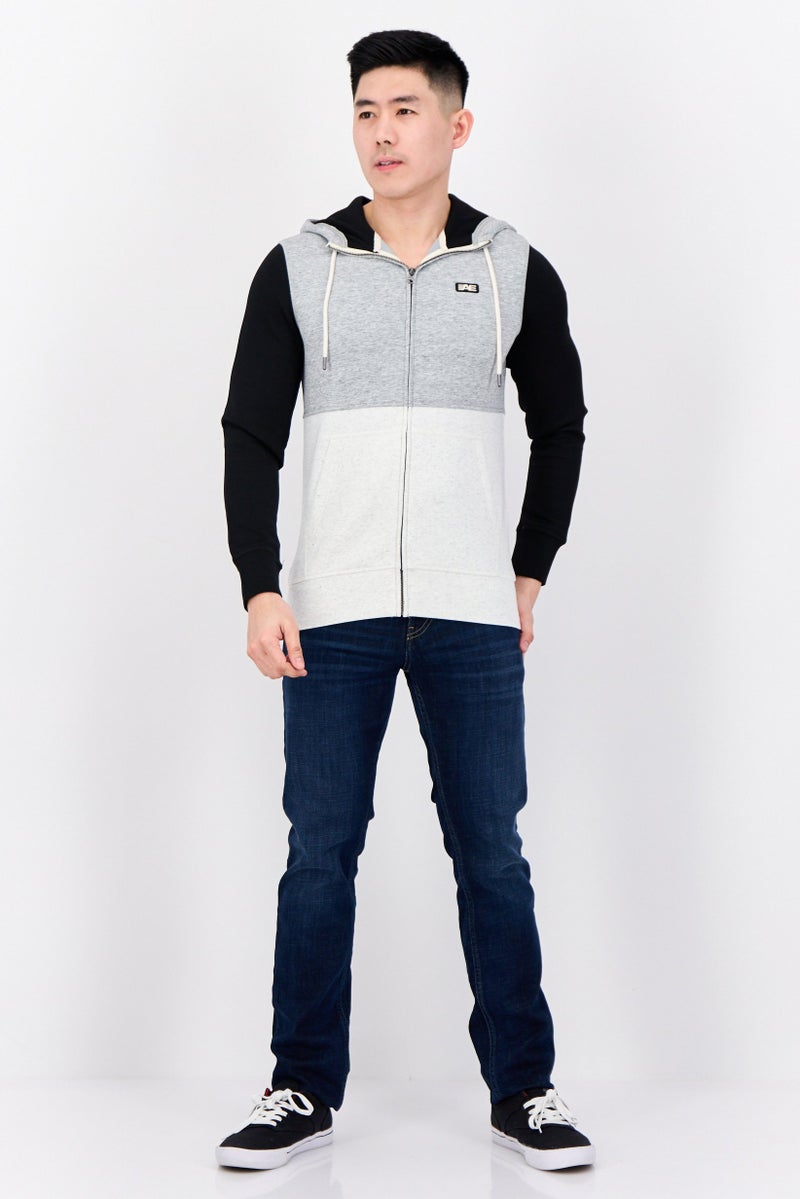 American Eagle Men Heather Long Sleeve Full Zip Hoodie, Multicolor - Image 2