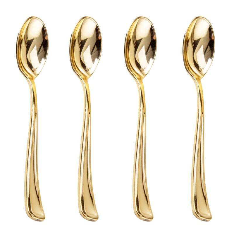 Liacere 200 Pack Gold Plastic Spoons - 6.7 inch Heavy Duty Plastic Spoons - Heavyweight Gold Disposable Spoons for Parties & Weddings & Restaurants & New Year - Image 1