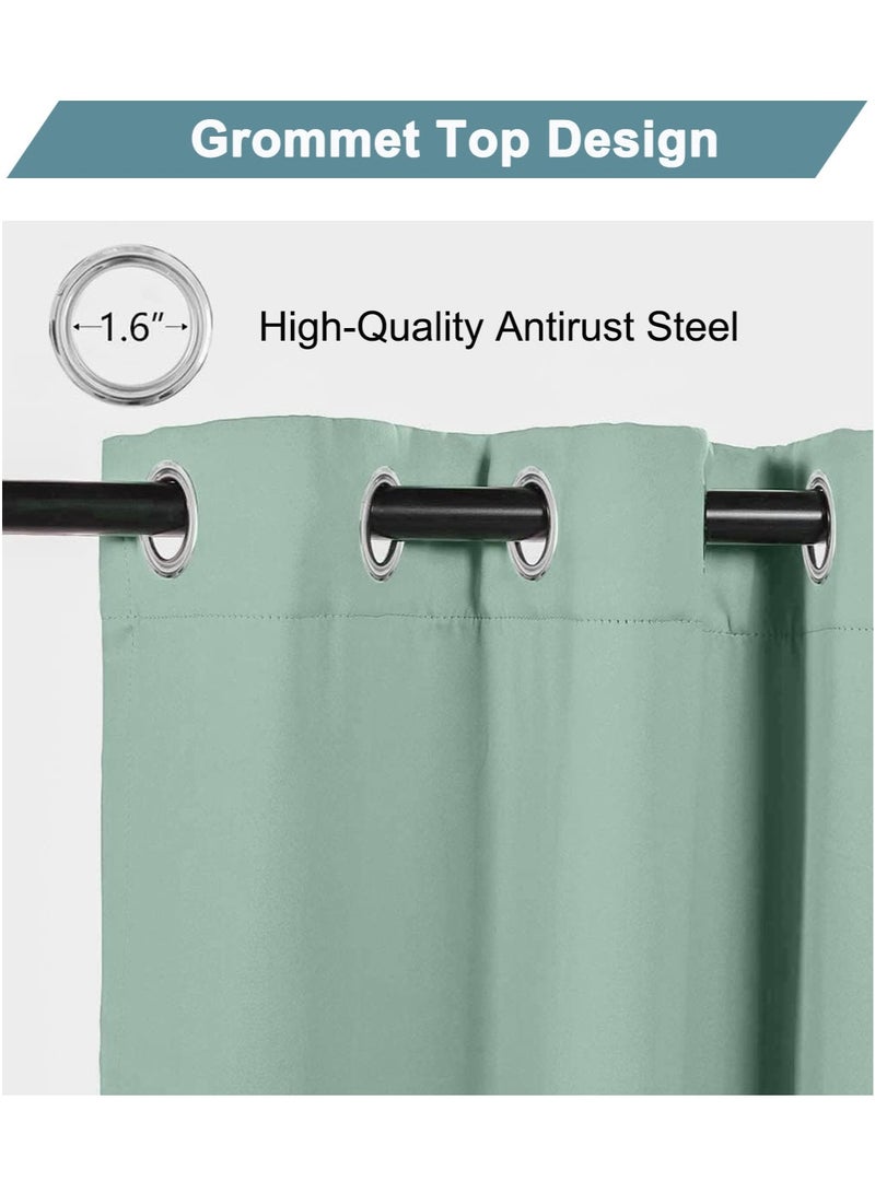 MarlaMall ستارة تعتيم لغرفة النوم، 1 قطعة ستارة عازلة حرارية ذات حلقات للنافذة، ستارة عيون لغرفة المعيشة، W132cm x L213cm (أخضر) - Image 3