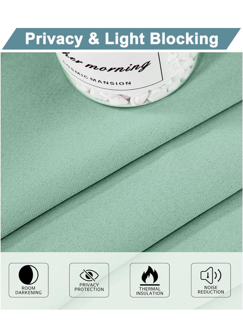 MarlaMall ستارة تعتيم لغرفة النوم، 1 قطعة ستارة عازلة حرارية ذات حلقات للنافذة، ستارة عيون لغرفة المعيشة، W132cm x L213cm (أخضر) - Image 5
