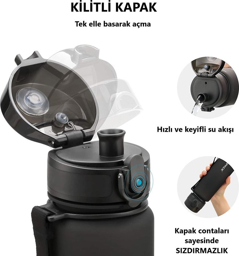 UZSPACE زجاجة ماء تريتان 1000 مل أخضر  - Image 2