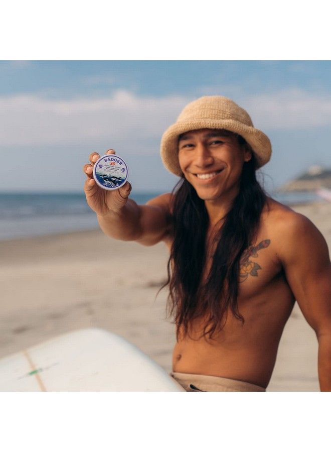 Badger واقي شمسي قابل للتحلل البيولوجي في علبة معدنية بعامل حماية من أشعة الشمس 50، واقي شمسي من أكسيد الزنك يحتوي على 98% من المكونات العضوية، آمن على الشعاب المرجانية، واسع الطيف، مقاوم للماء، غير معطر، 2.4 أونصة - Image 4