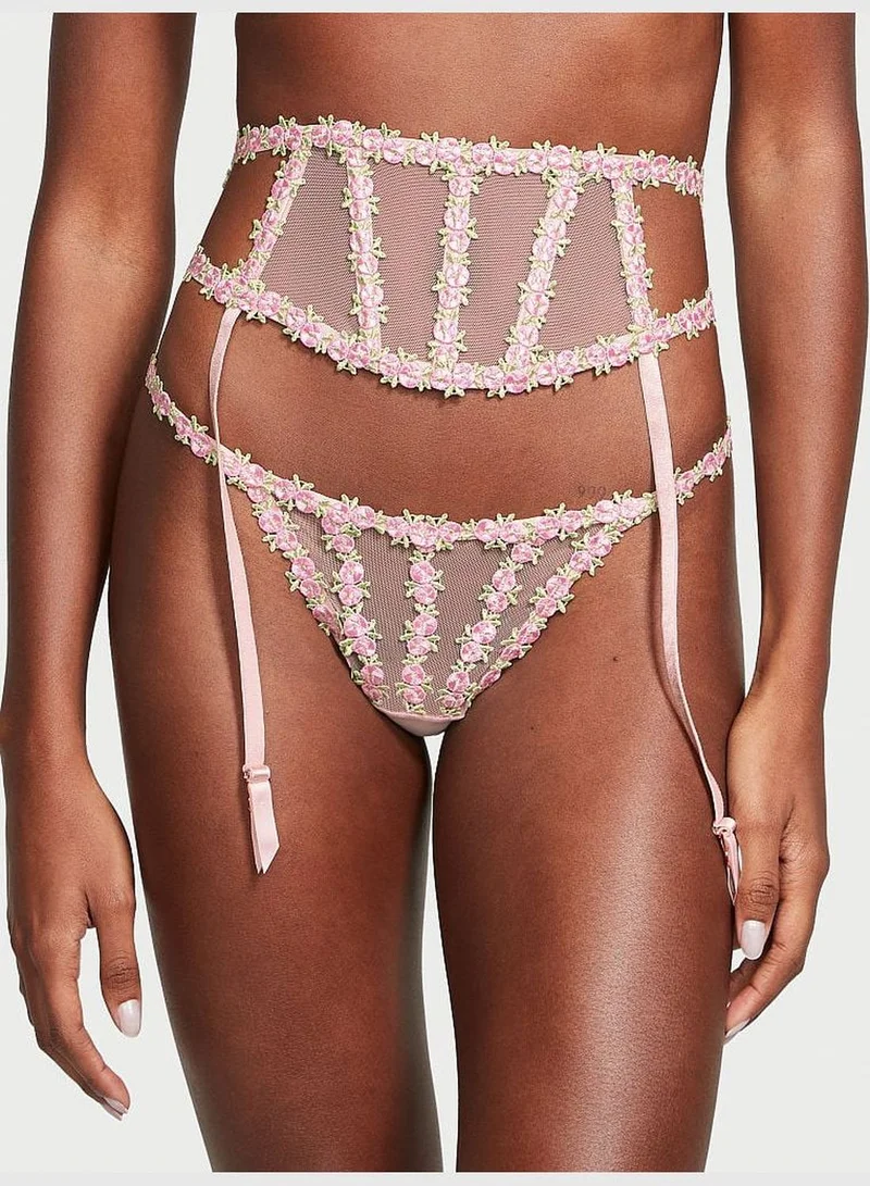 Victoria's Secret Rosebud Embroidery Garter Belt