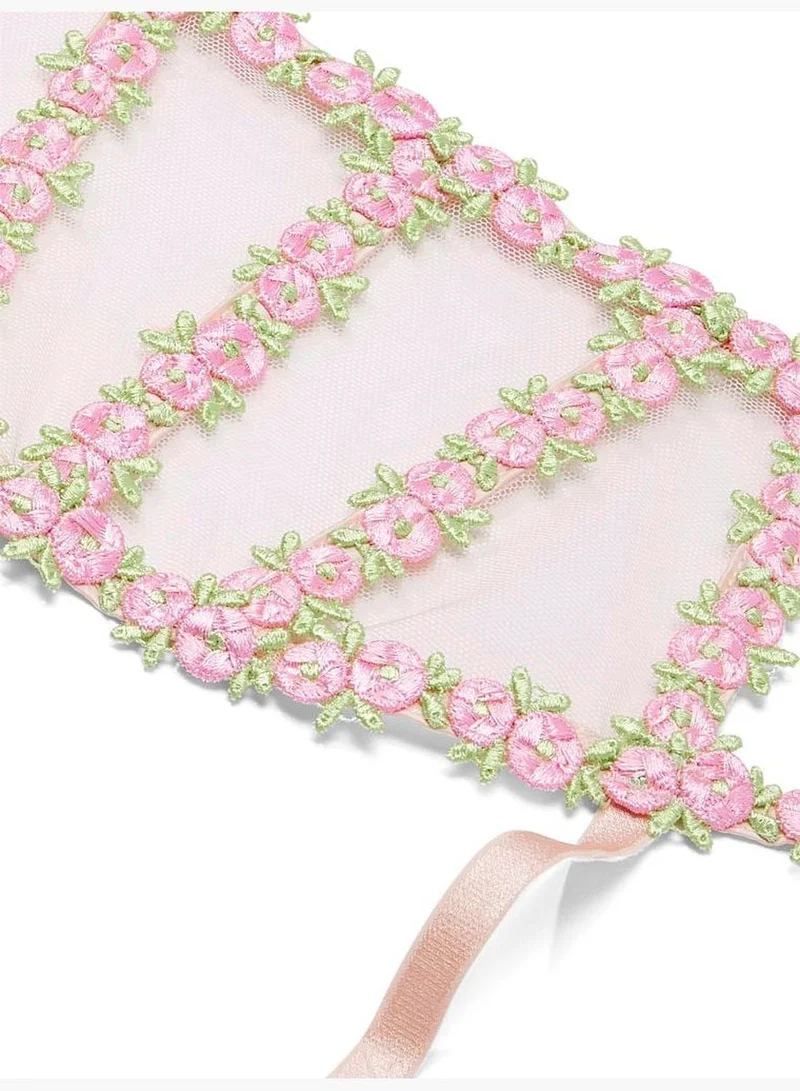 Victoria's Secret Rosebud Embroidery Garter Belt