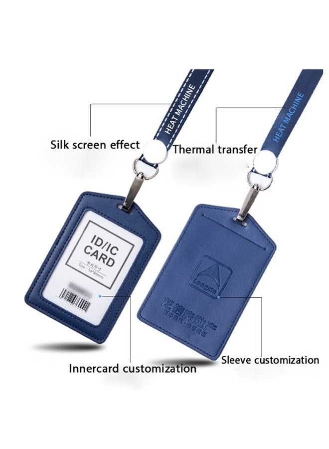 HaHaHai 2 PCS ID Card Holder with Detachable Neck Lanyard Strap and Retractable Badge Reel Clip, Keychain Leather Id Badge Holder Set for Work School and Metro Card (black and Dark Blue) - Image 2