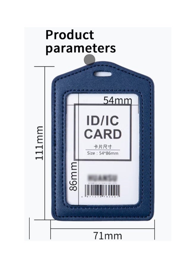 HaHaHai 2 PCS ID Card Holder with Detachable Neck Lanyard Strap and Retractable Badge Reel Clip, Keychain Leather Id Badge Holder Set for Work School and Metro Card (black and Dark Blue) - Image 3