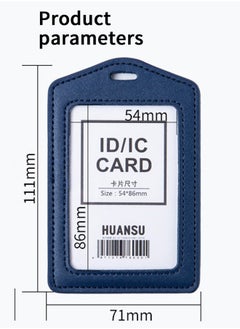 HaHaHai 2 PCS ID Card Holder with Detachable Neck Lanyard Strap and Retractable Badge Reel Clip, Keychain Leather Id Badge Holder Set for Work School and Metro Card (black and Dark Blue)  - Image 3