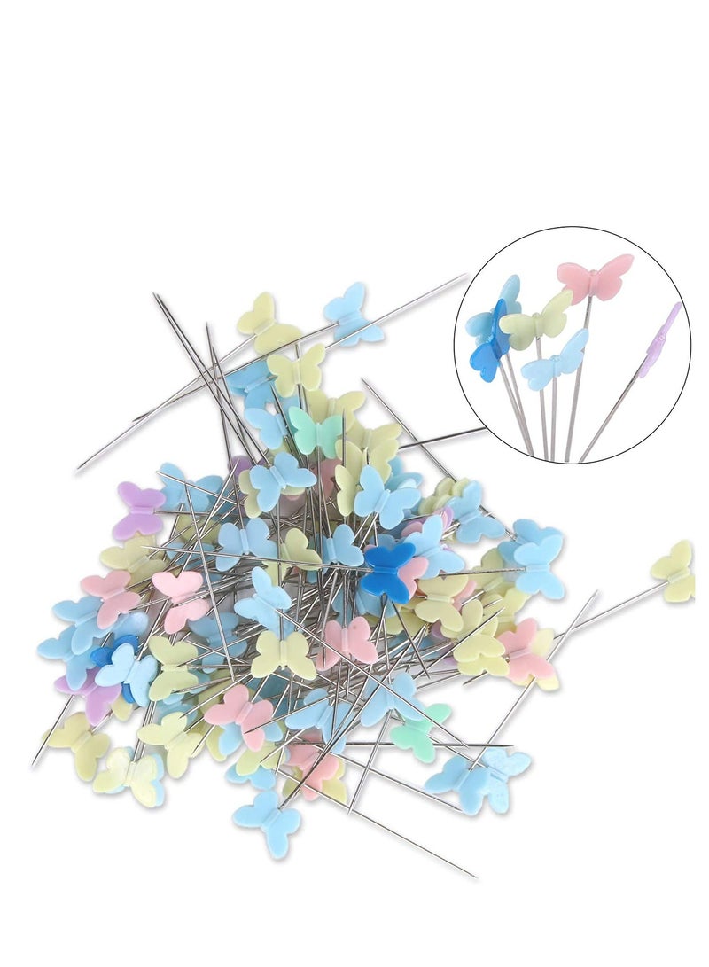SYOSI 2.16 Inch Sewing Pins Flat Head Straight Pins Butterfly Head Sewing Pins Straight Quilting Pins for Sewing DIY Projects Dressmaker Jewelry Decoration for Daily Sewing, Crafts - Image 3