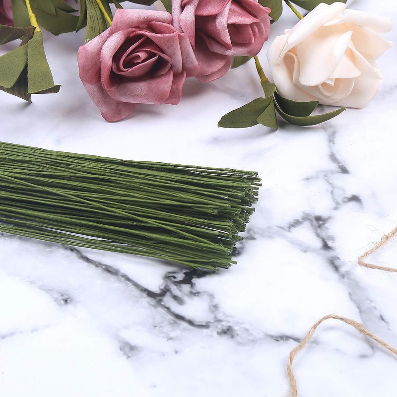 CCINEE 24 Gauge Dark Green Floral Wire Stem for Flower Arrangement Craft Supply,16 Inch,200PCS - Image 5