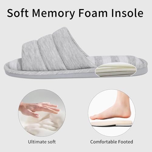 shevalues Women's Soft Indoor Slippers Open Toe Cotton Memory Foam Slip on Home Shoes House Slippers, Update Grey 260 (Size 7.5-8.5) - Image 4