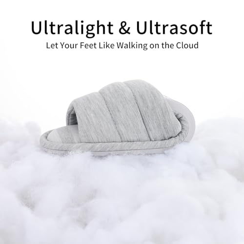 shevalues Women's Soft Indoor Slippers Open Toe Cotton Memory Foam Slip on Home Shoes House Slippers, Update Grey 260 (Size 7.5-8.5) - Image 5