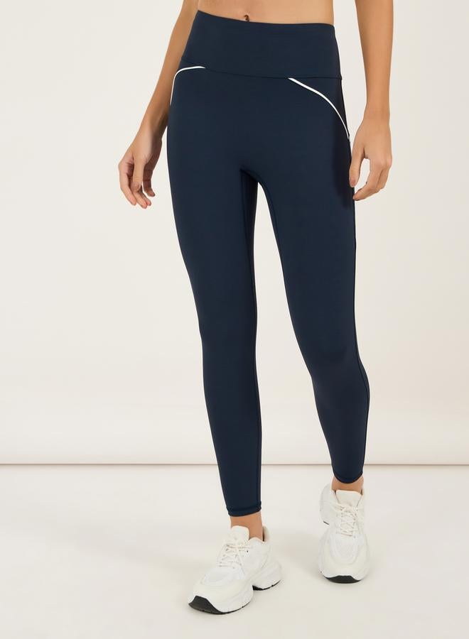 Styli Contrast Piping Multi Back Straps Sports Bra & Leggings Set - Image 4