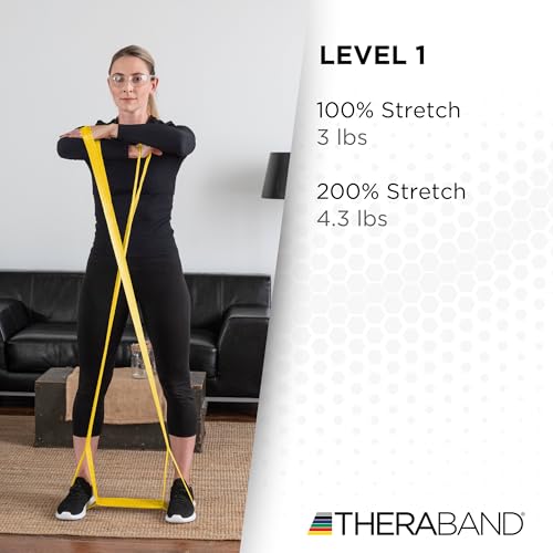 THERABAND CLX Resistance Band with Loops, 5-Foot Band, Yellow, Light, Non-Latex, Elastic Band for Exercise, Mobility & Rehab, Stretching, Home Workouts, Color-Coded for Easy Resistance Levels - Image 4