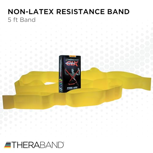 THERABAND CLX Resistance Band with Loops, 5-Foot Band, Yellow, Light, Non-Latex, Elastic Band for Exercise, Mobility & Rehab, Stretching, Home Workouts, Color-Coded for Easy Resistance Levels - Image 2