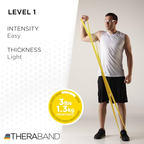 THERABAND CLX Resistance Band with Loops, 5-Foot Band, Yellow, Light, Non-Latex, Elastic Band for Exercise, Mobility & Rehab, Stretching, Home Workouts, Color-Coded for Easy Resistance Levels - Image 3