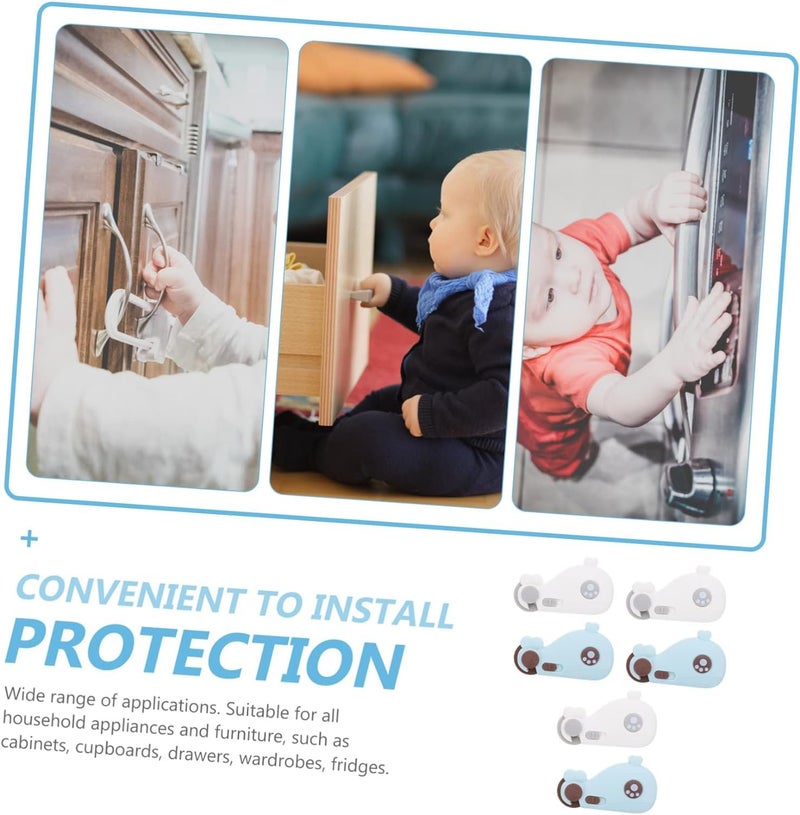Potency 4 PCS Cabinet Baby Locks, Child Proof Locks for Drawers, Cabinets, Ovens Etc, Multi-Functional Secure Baby Locks, Quick and Easy Installation with 3M Adhesive(Random Colour) - Image 3