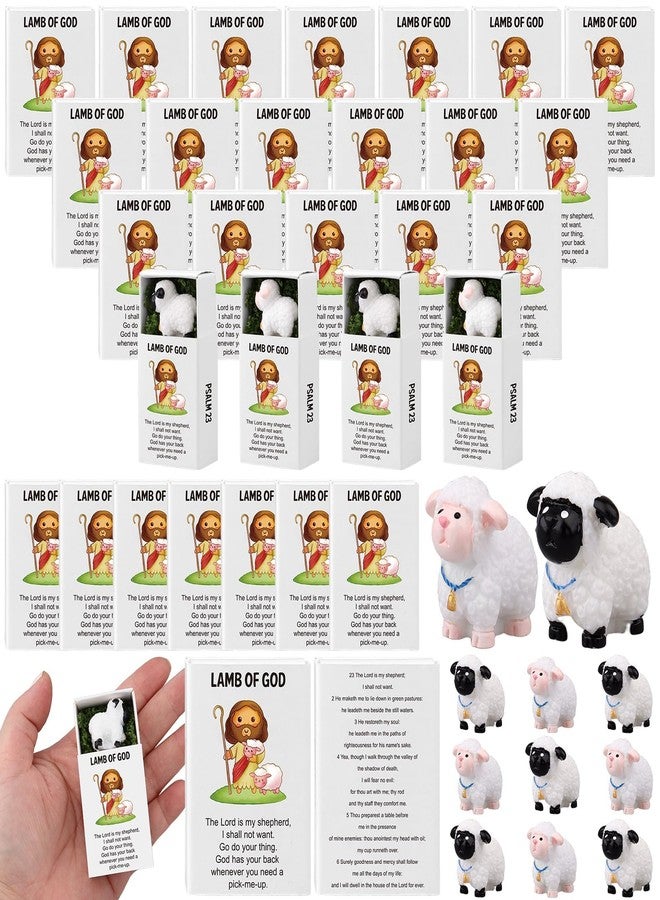 Furbeko 50 Sets Mini Sheep Figurines Lamb of God Figures Christian Gifts Bulk Lamb Figurines Religious Tiny Sheep Statue Jesus Bible Verse Church Gift Sunday School Party Favor Supplies - Image 1