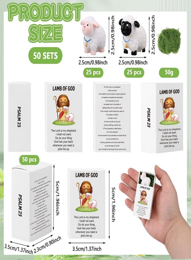 Furbeko 50 Sets Mini Sheep Figurines Lamb of God Figures Christian Gifts Bulk Lamb Figurines Religious Tiny Sheep Statue Jesus Bible Verse Church Gift Sunday School Party Favor Supplies - Image 2
