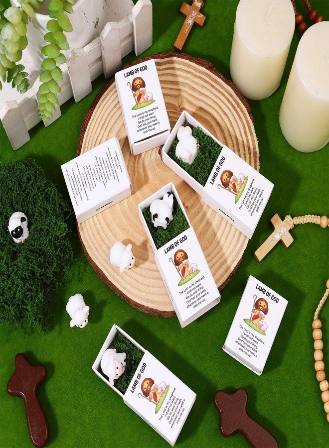 Furbeko 50 Sets Mini Sheep Figurines Lamb of God Figures Christian Gifts Bulk Lamb Figurines Religious Tiny Sheep Statue Jesus Bible Verse Church Gift Sunday School Party Favor Supplies - Image 5