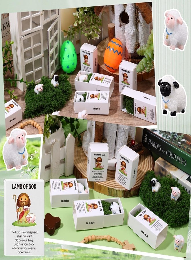 Furbeko 50 Sets Mini Sheep Figurines Lamb of God Figures Christian Gifts Bulk Lamb Figurines Religious Tiny Sheep Statue Jesus Bible Verse Church Gift Sunday School Party Favor Supplies - Image 3