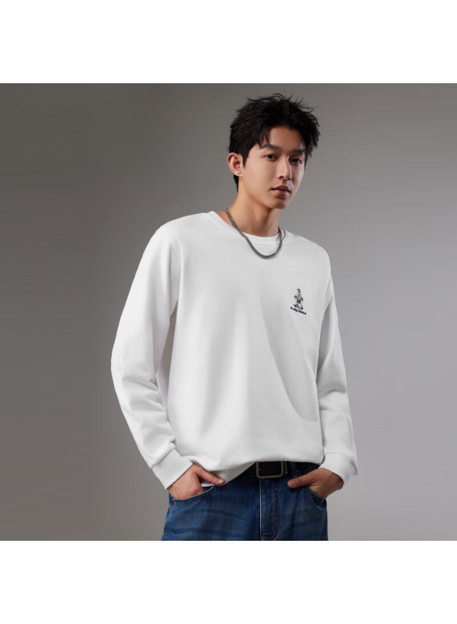 Cabbeen 340g Cotton Sweatshirt Men Colorblock Letter Print Soft Comfortable Long Sleeve Winter Sweatshirt