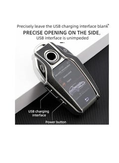 OUYoo OUYoo For BMW LCD Screen Key Fob Cove,Soft TPU Key Fob Cover Case Compatible with BMW 5 Series 528Li 530Li 540Li G30 G31 6 Series GT G11 G12 7 Series 740 X3 G01 i8(Silver)  - Image 3