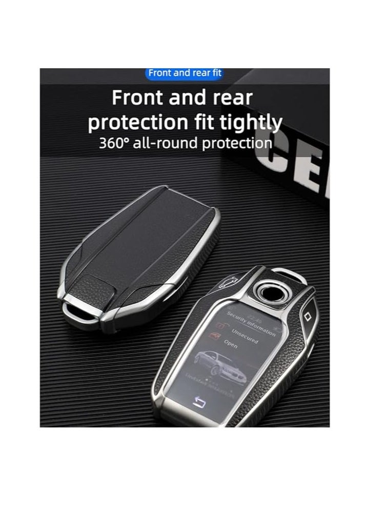 OUYoo - OUYoo For BMW LCD Screen Key Fob Cove,Soft TPU Key Fob Cover Case Compatible with BMW 5 Series 528Li 530Li 540Li G30 G31 6 Series GT G11 G12 7 Series 740 X3 G01 i8(Silver) - Image 1