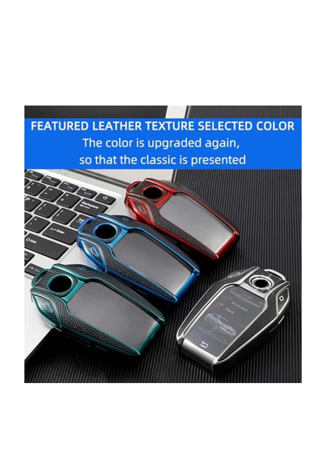 OUYoo - OUYoo For BMW LCD Screen Key Fob Cove,Soft TPU Key Fob Cover Case Compatible with BMW 5 Series 528Li 530Li 540Li G30 G31 6 Series GT G11 G12 7 Series 740 X3 G01 i8(Silver) - Image 1