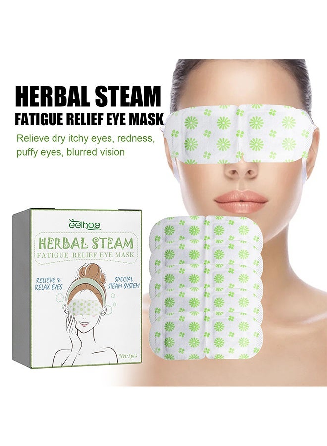 EELHOE Herbal Steam Fatigue Relief Eye Mask - for Dark Circles and Puffiness Disposable Soothing Headache Relief Dry Eyes, Stress Relief Relief Eye Fatigue Steam Eye Mask 5pcs - Image 1