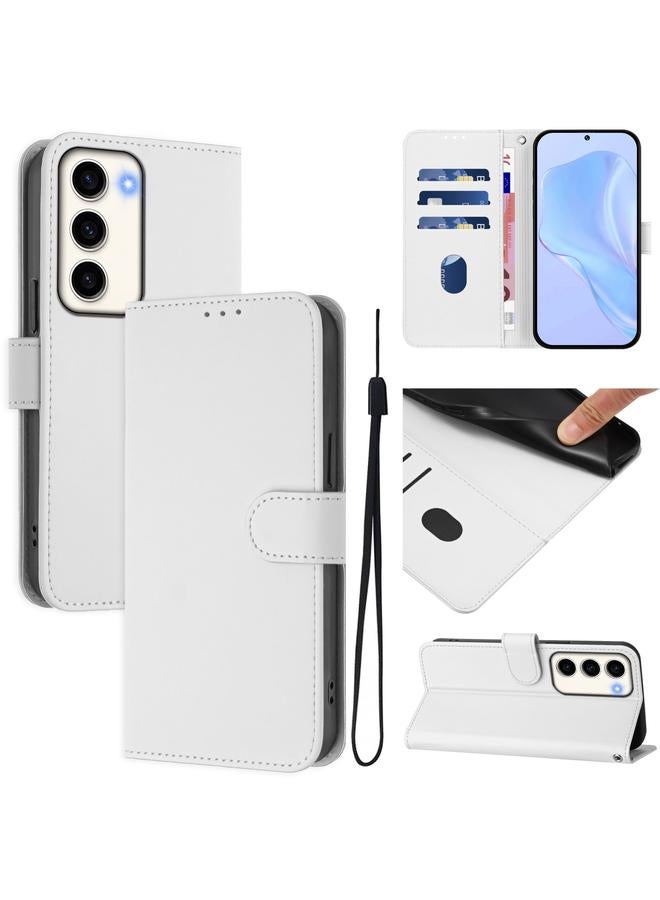 اس-توب جراب لهاتف Samsung Galaxy S23 5G مصنوع من الجلد بلون سادة مع حبل تعليق - Image 1